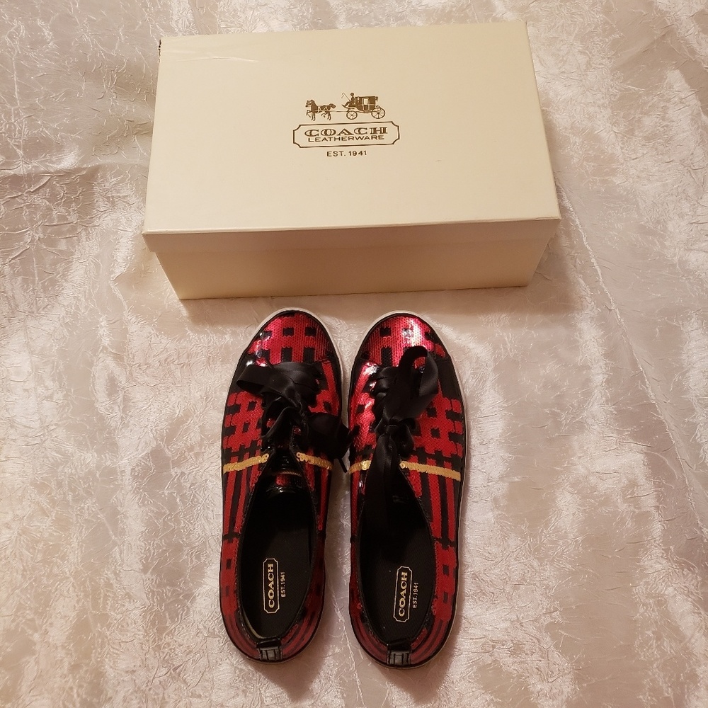 Coach- Sequin Tennis Shoes, Size 8.5